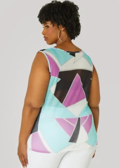 Discount Ashley Stewart Abstract Cowl Neck Top Multi