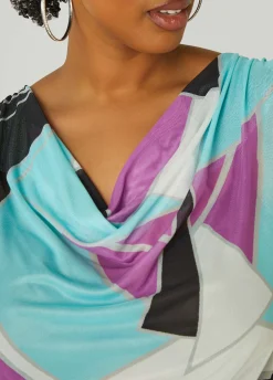 Discount Ashley Stewart Abstract Cowl Neck Top Multi