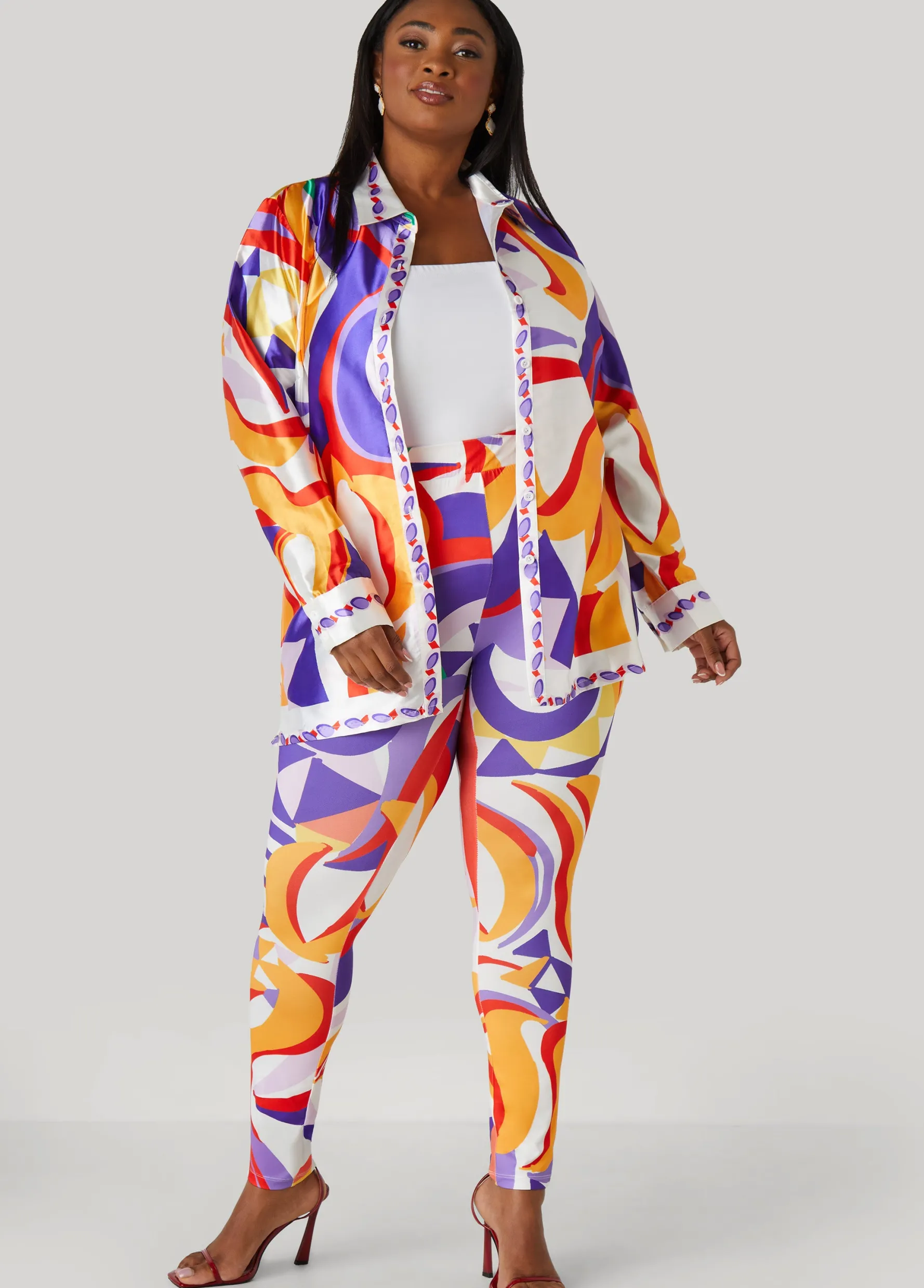 Hot Ashley Stewart Abstract Print Leggings Multi