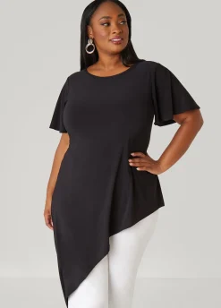 Sale Ashley Stewart Asymmetric Stretch Knit Top