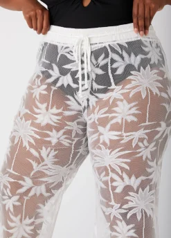 Clearance Ashley Stewart Beach Break Cover Up Mesh Pants White