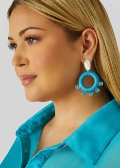Outlet Ashley Stewart Beaded Wrapped Earrings BlueBird
