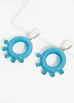 Outlet Ashley Stewart Beaded Wrapped Earrings BlueBird
