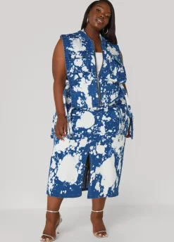 Best Ashley Stewart Bleach Denim Vest Dk Wash