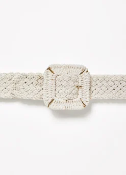 Sale Ashley Stewart Braided Stretch Belt White