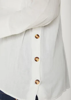 Sale Ashley Stewart Button Detailed Cotton Gauze Shirt