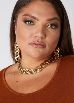 Outlet Ashley Stewart Chain Link Necklace Set Gold