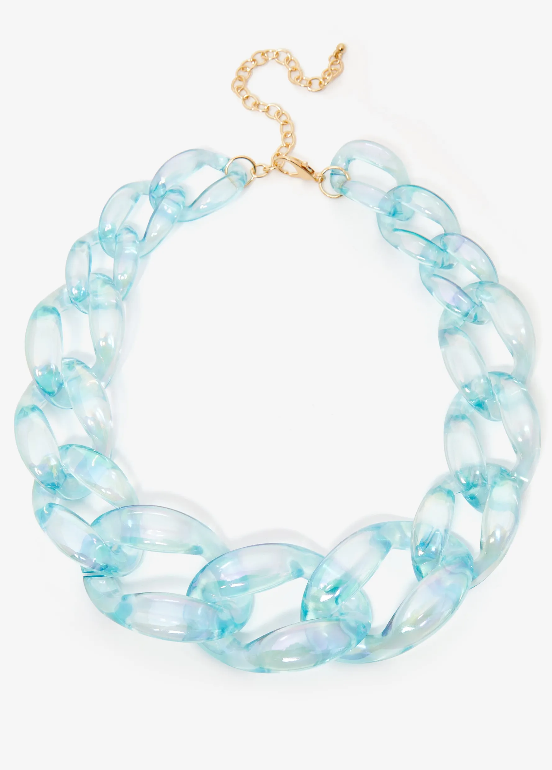 New Ashley Stewart Chain Link Resin Necklace BlueBird