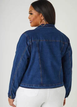 New Ashley Stewart Classic Denim Jacket Indigo