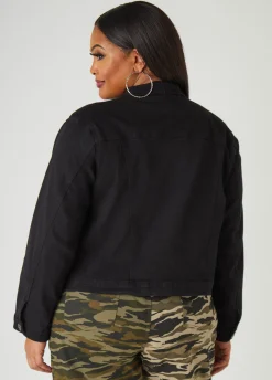 Best Ashley Stewart Classic Stretch Denim Jacket Black