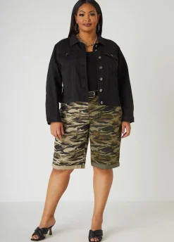 Best Ashley Stewart Classic Stretch Denim Jacket Black