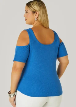 Hot Ashley Stewart Cold Shoulder Button Detailed Top Riviera