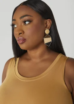 Outlet Ashley Stewart Colorblock Wood Earrings Brown
