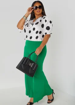 Online Ashley Stewart Cowl Neck Polka Dot Blouse White Black