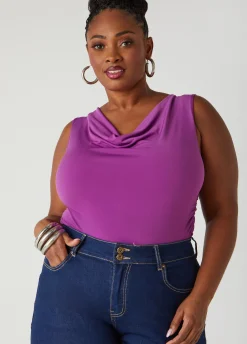 Outlet Ashley Stewart Cowl Neck Ruched Knit Top