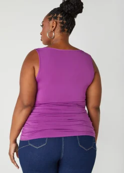 Outlet Ashley Stewart Cowl Neck Ruched Knit Top
