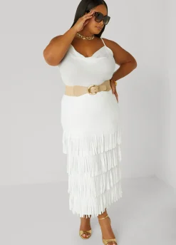 Clearance Ashley Stewart Cowl Neck Tank White