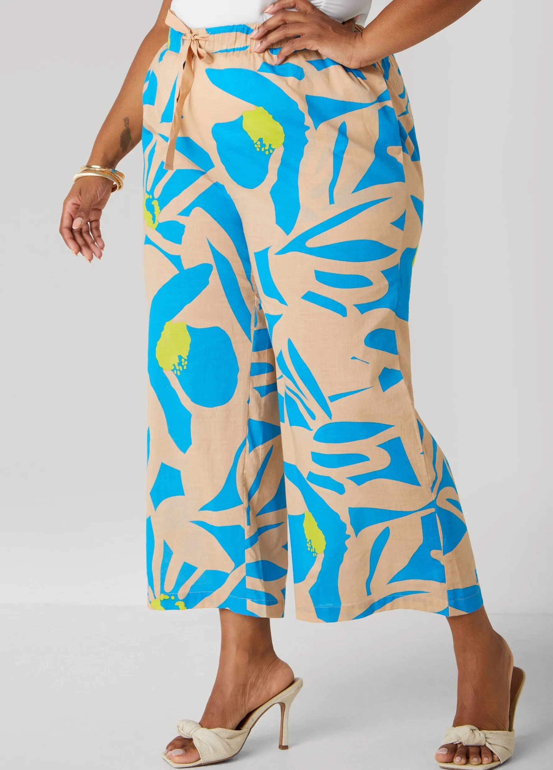 Discount Ashley Stewart Cropped Floral Print Pants Multi
