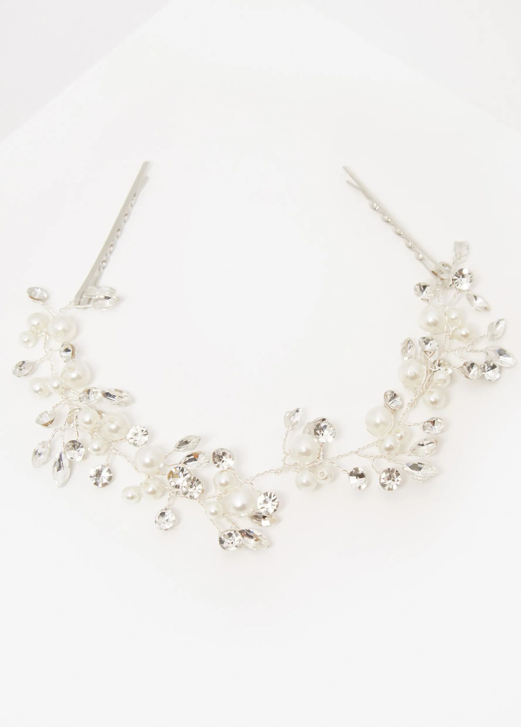 Fashion Ashley Stewart Crystal And Faux Pearl Headpiece Silver