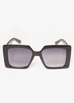 Online Ashley Stewart Crystal Square Sunglasses Black