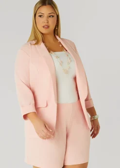 New Ashley Stewart Cuffed Open Front Blazer