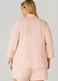 New Ashley Stewart Cuffed Open Front Blazer