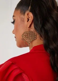 Outlet Ashley Stewart Cutout Profile Earrings Gold