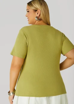 Sale Ashley Stewart Cutout Ribbed Top