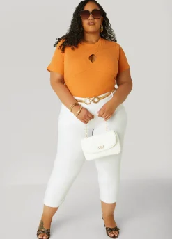 Sale Ashley Stewart Cutout Ribbed Top