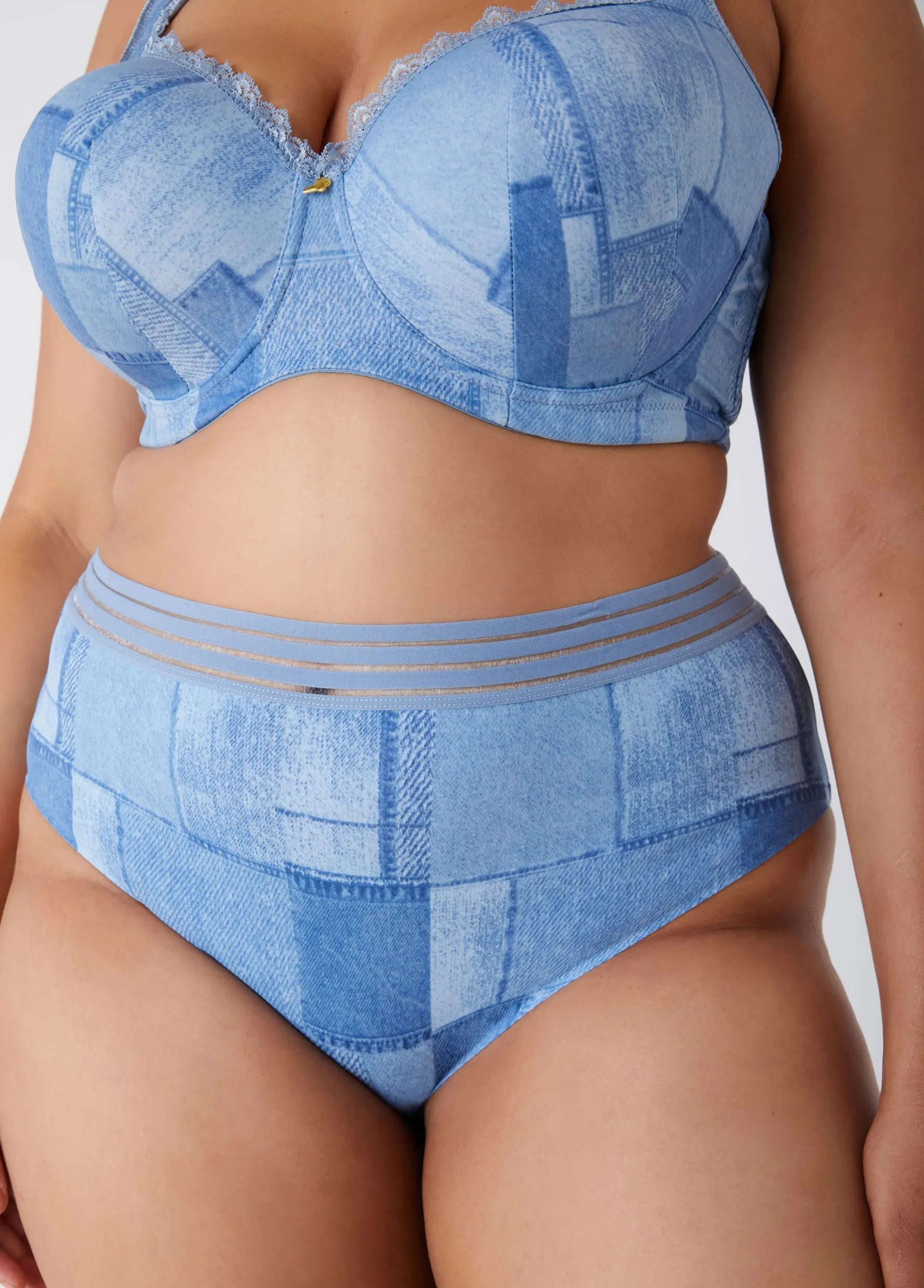 Clearance Ashley Stewart Sheer Waist Brief Panty Denim