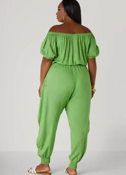 Best Ashley Stewart Draped Off The Shoulder Jumpsuit