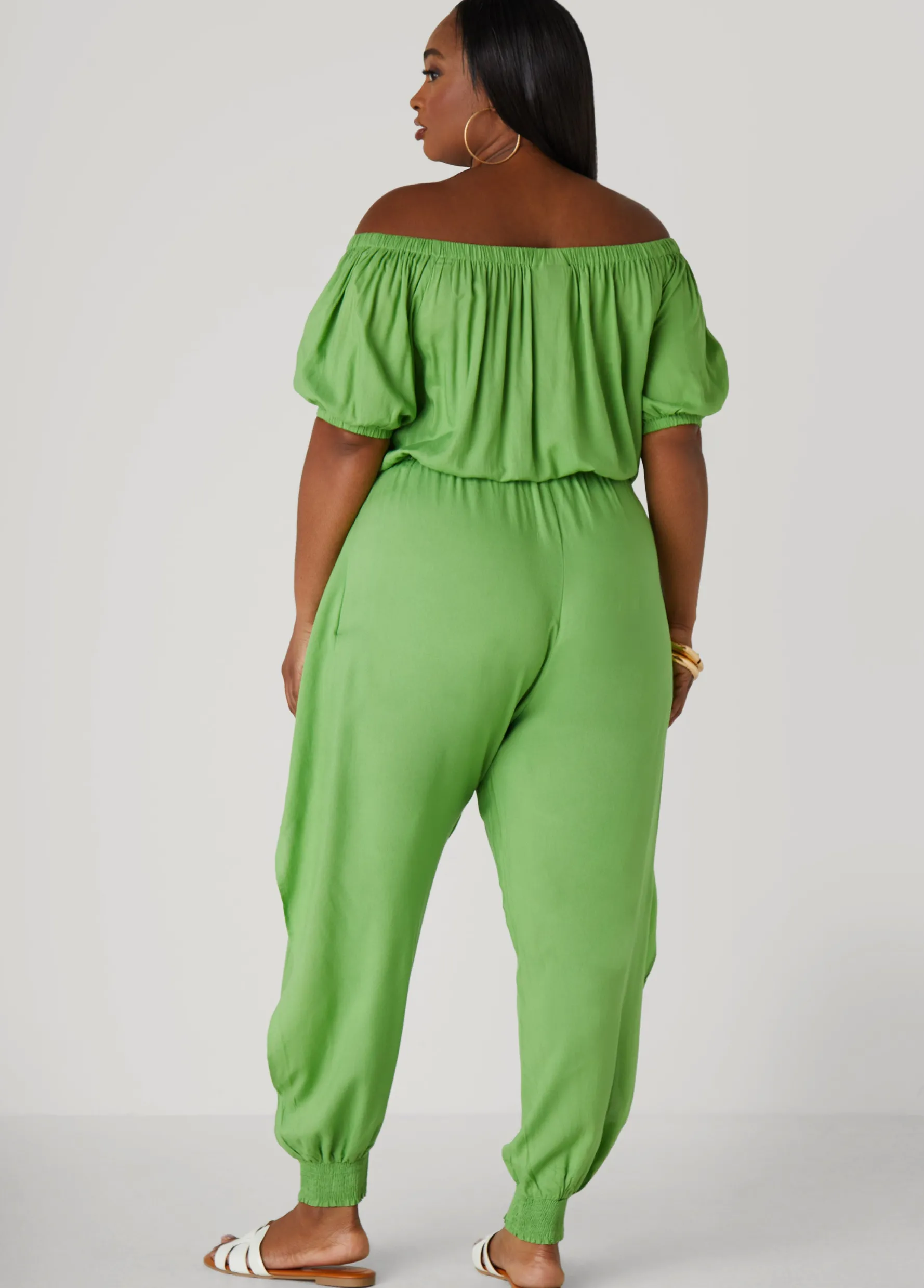 Best Ashley Stewart Draped Off The Shoulder Jumpsuit