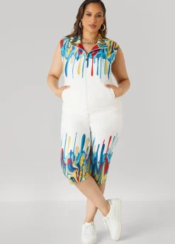 Best Ashley Stewart Drip Print Capris Multi