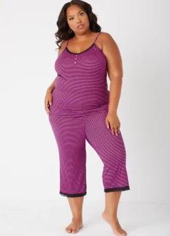 Sale Ashley Stewart Emme Jordan Striped PJ Set