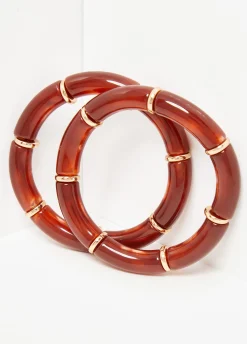 Hot Ashley Stewart Enamel Bracelet Set Brown