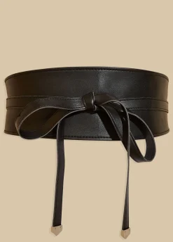 New Ashley Stewart Faux Leather Wrap Around Belt Black