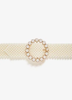 New Ashley Stewart Faux Waist Belt Pearl