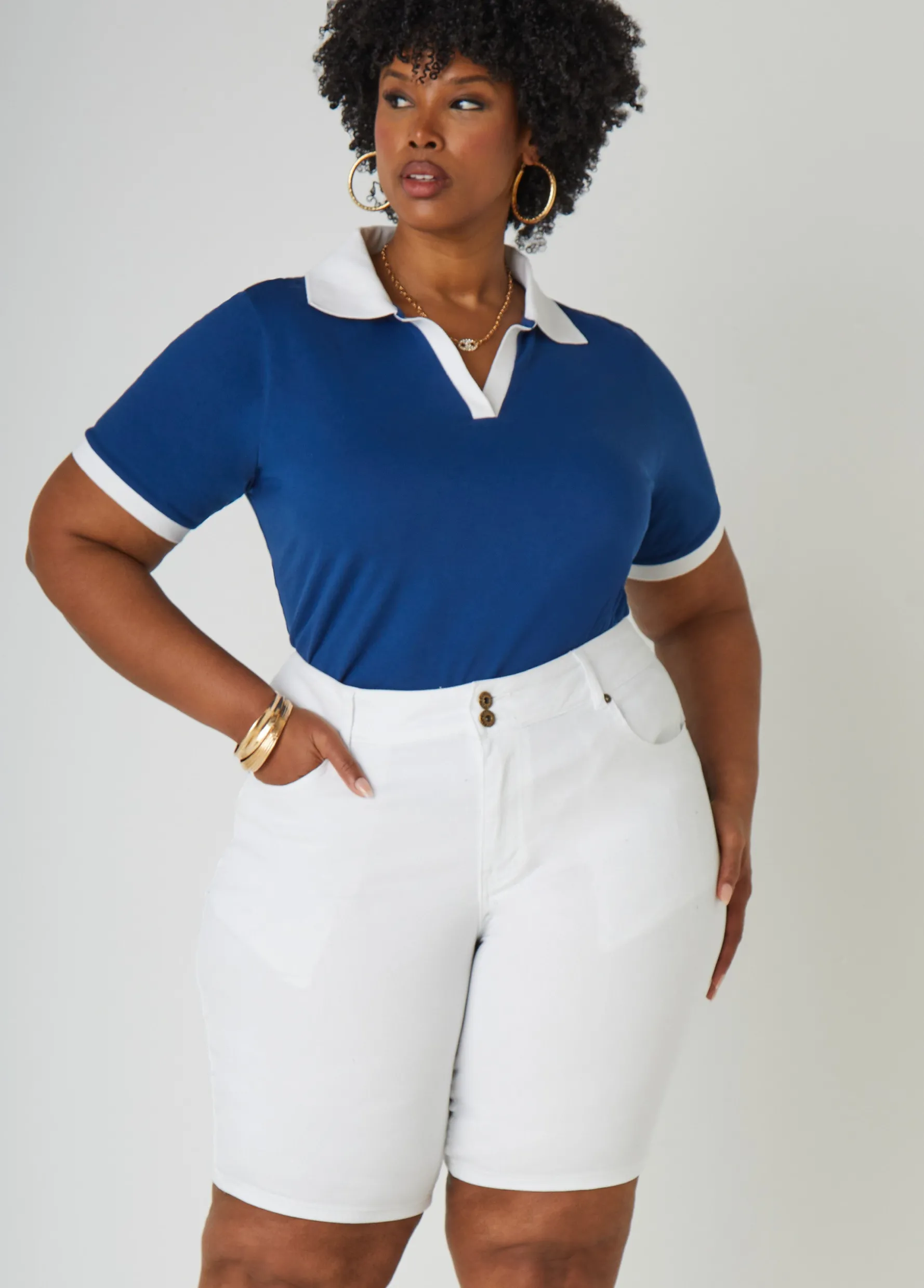 Sale Ashley Stewart Fearless Stretch Denim Shorts