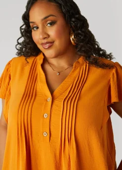 Hot Ashley Stewart Flounced Pleated Dress