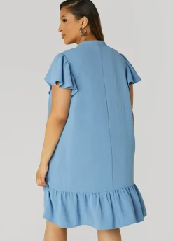 Hot Ashley Stewart Flounced Pleated Dress