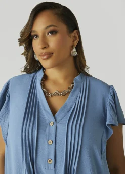 Hot Ashley Stewart Flounced Pleated Dress