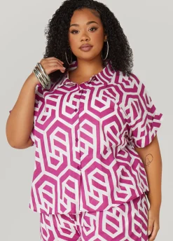Discount Ashley Stewart Geo Print Cotton Shirt