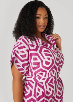 Discount Ashley Stewart Geo Print Cotton Shirt