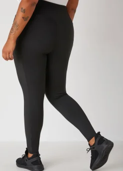 Sale Ashley Stewart High Rise Knit Athletic Leggings Black