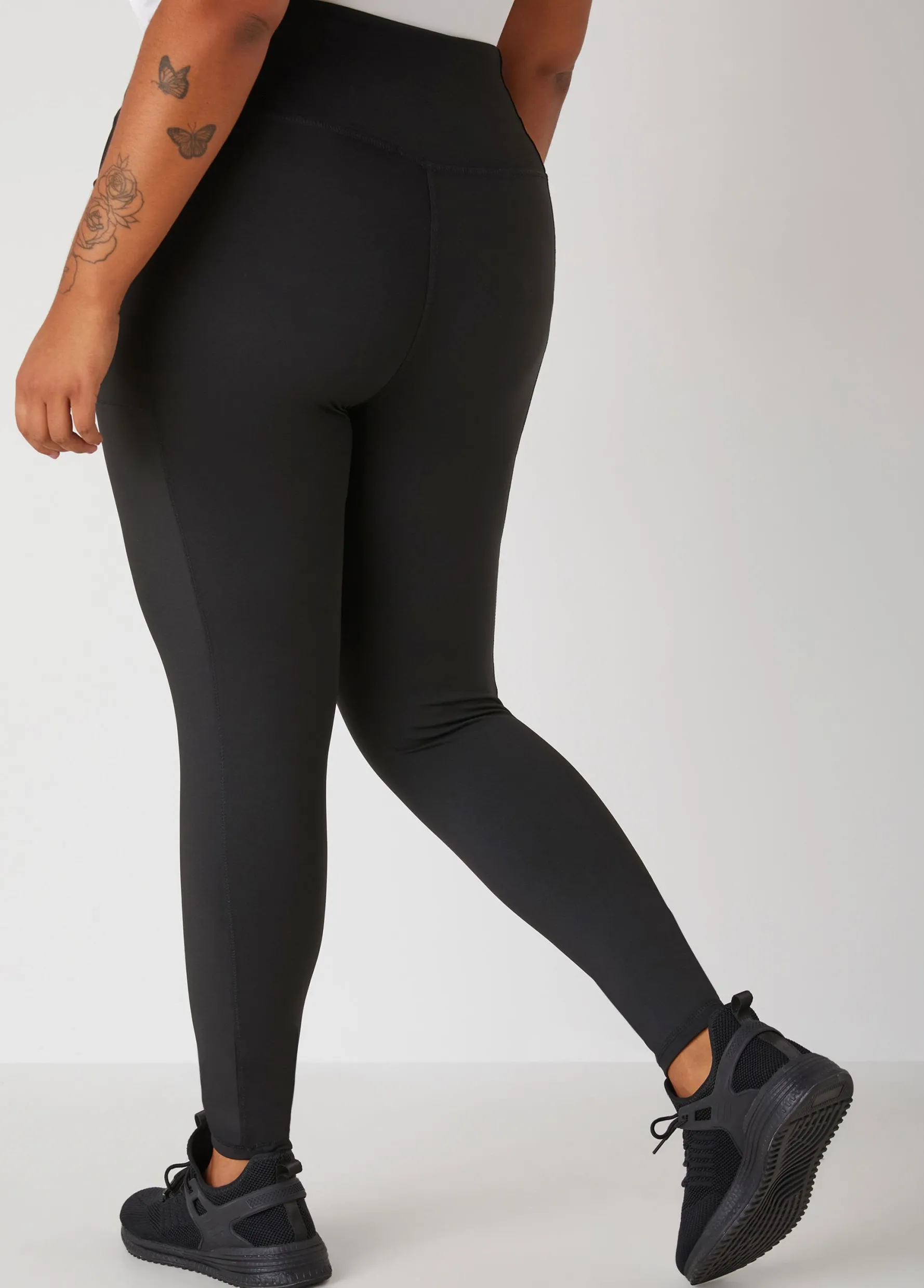 Sale Ashley Stewart High Rise Knit Athletic Leggings Black
