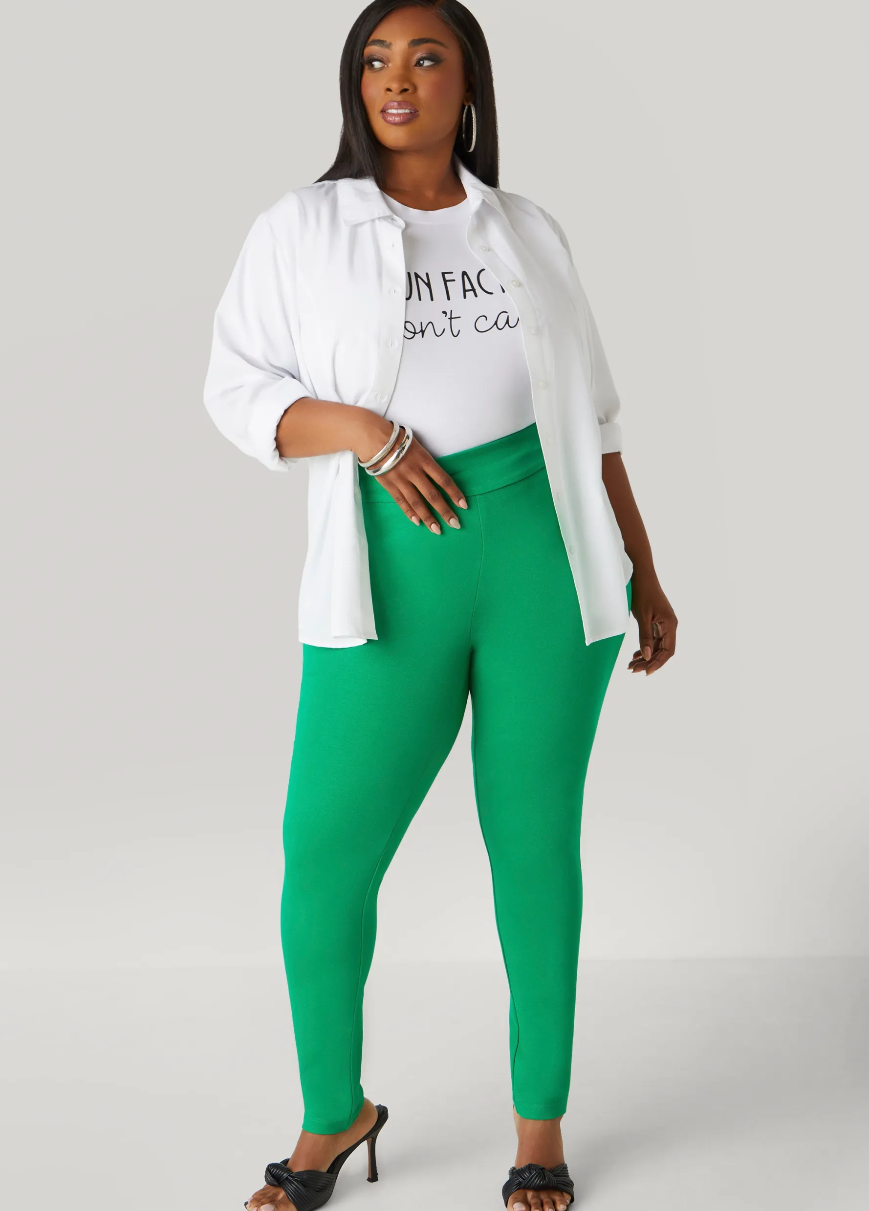 Clearance Ashley Stewart High Waist Ponte Pull On Leggings