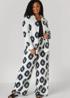 Online Ashley Stewart Ikat Print Shirt White Black