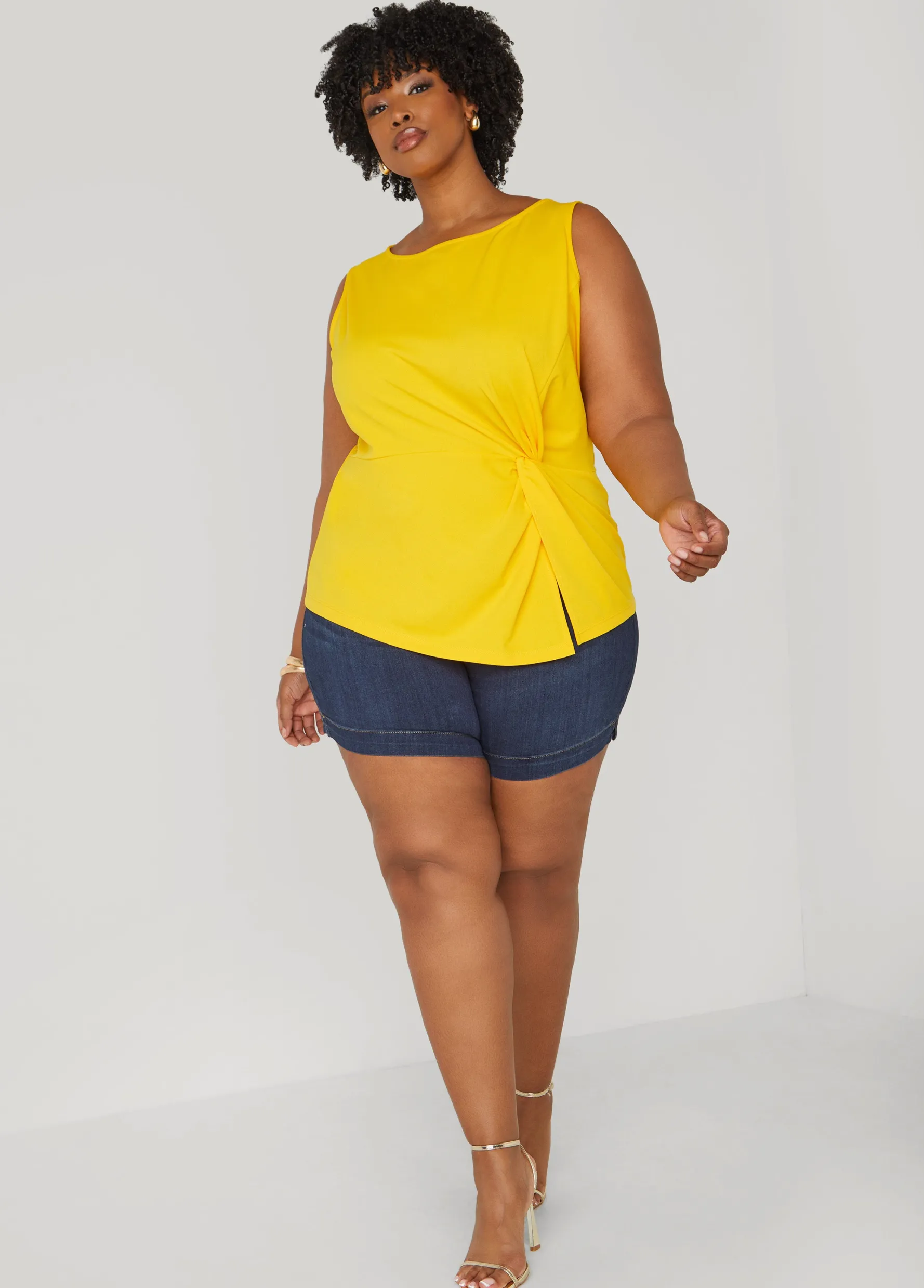 Best Ashley Stewart Knotted Split Front Top
