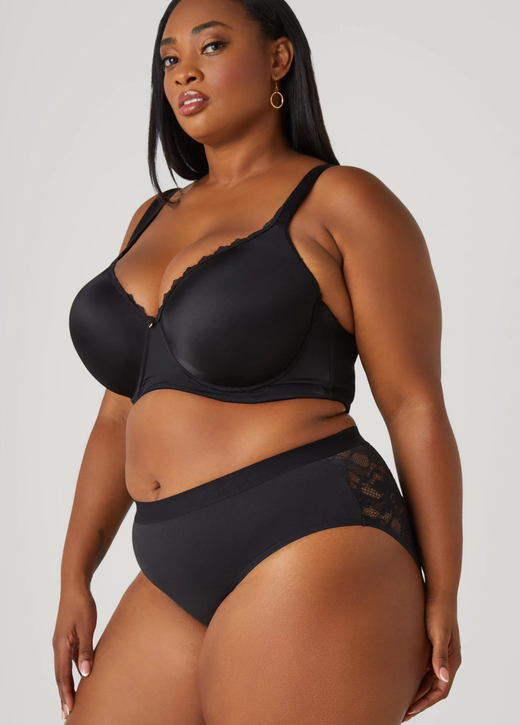 Hot Ashley Stewart Lace Paneled Hipster Panty
