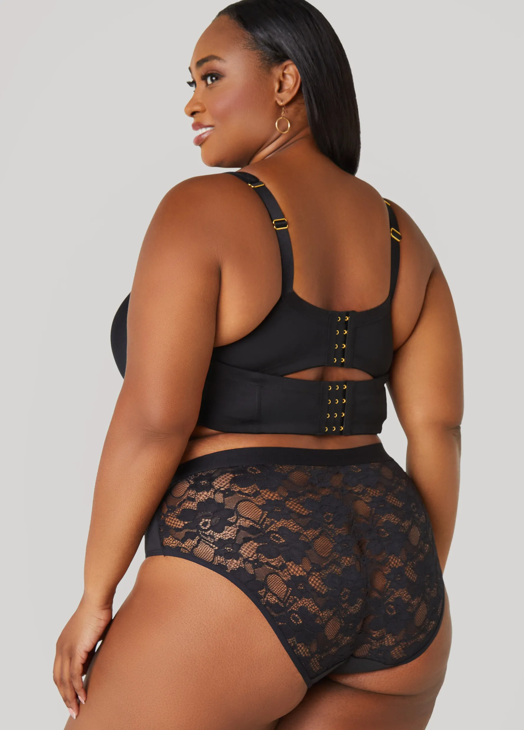 Hot Ashley Stewart Lace Paneled Hipster Panty